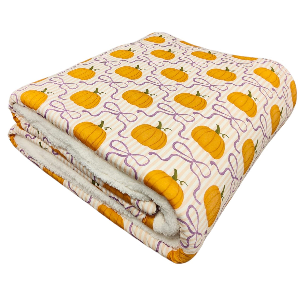 Pumpkin & Bows Fuzzy Bamboo Blanket