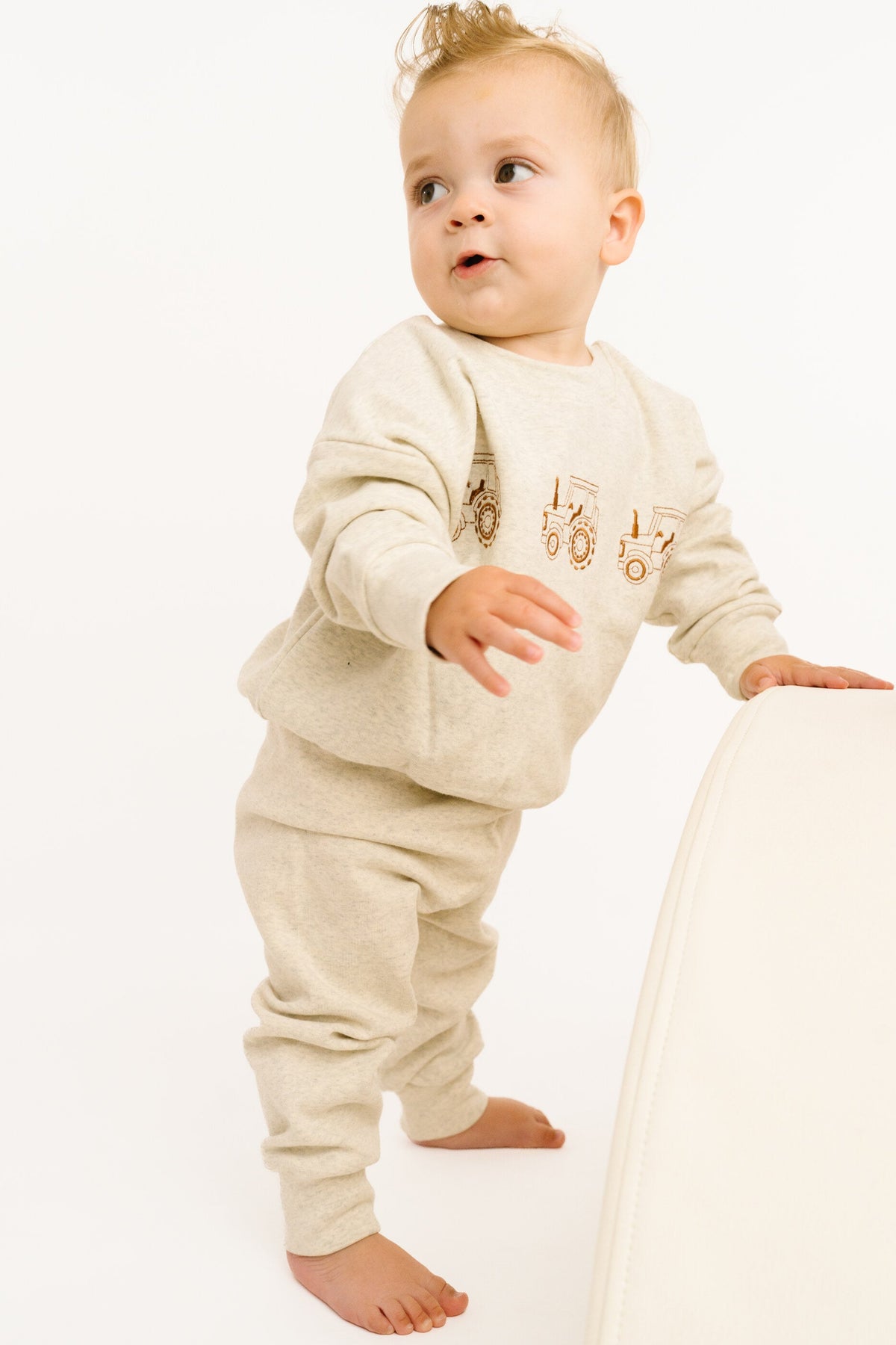 Tractor Embroidered Crewneck Set