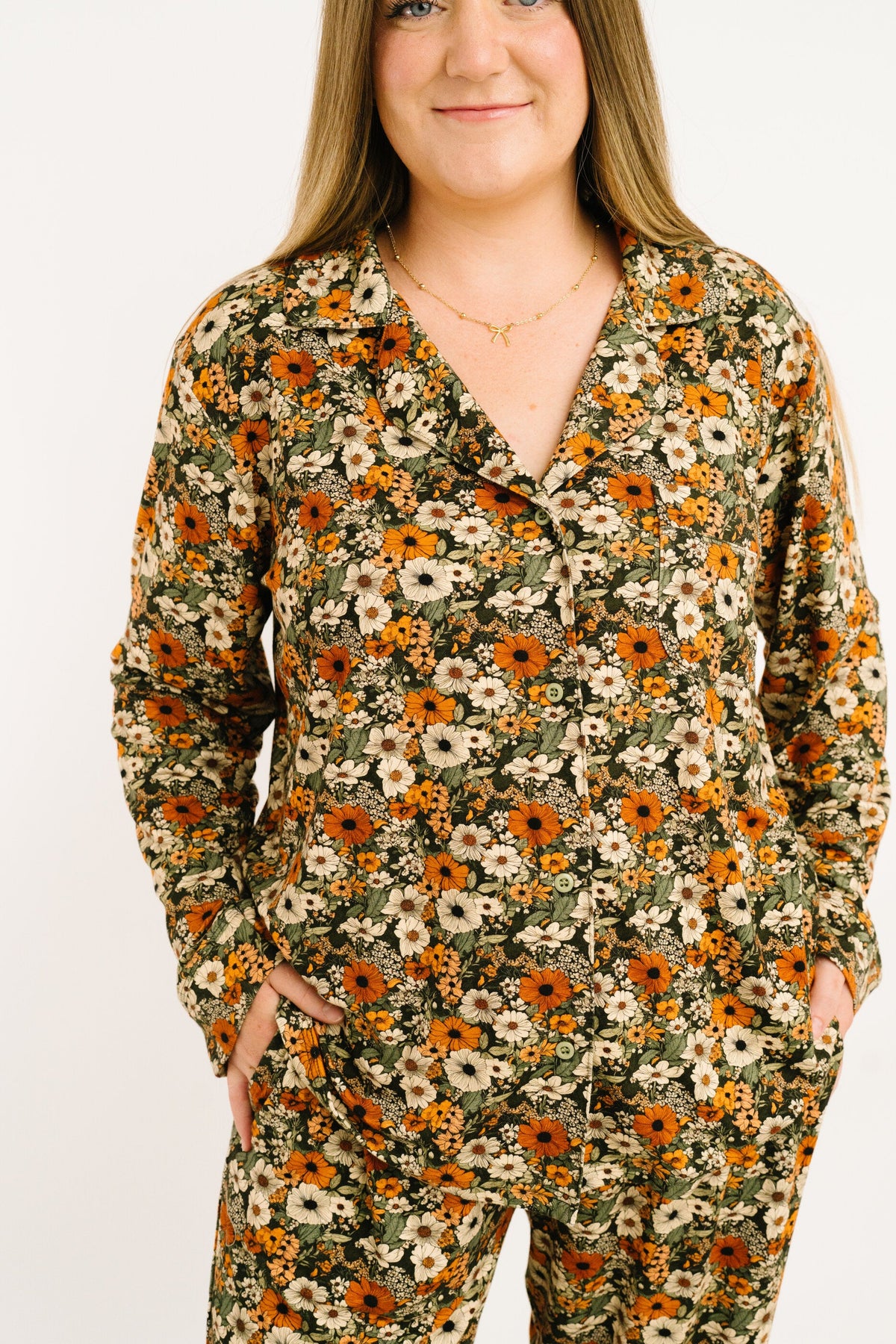 Rustic Blooms Women's Button Up Long Sleeve Set