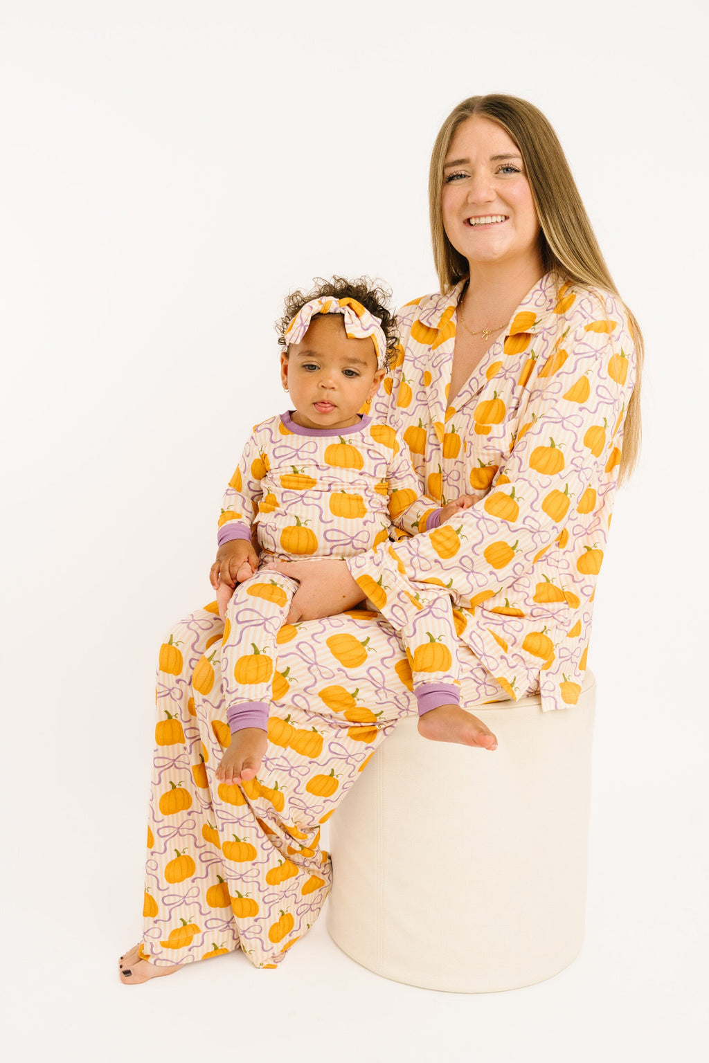 Pumpkin & Bows Women's Bamboo Pajama Set