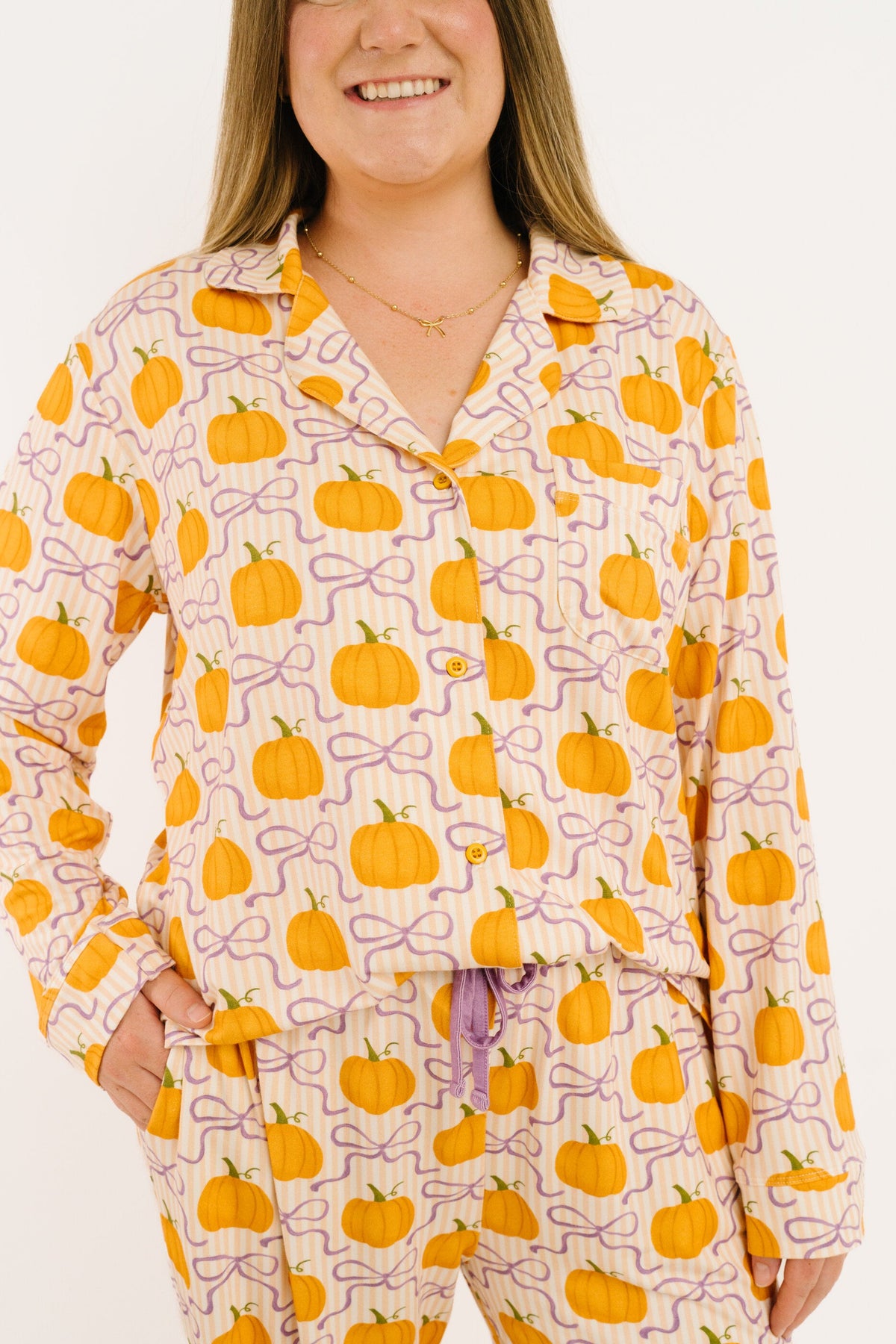 Pumpkin & Bows Women's Bamboo Pajama Set