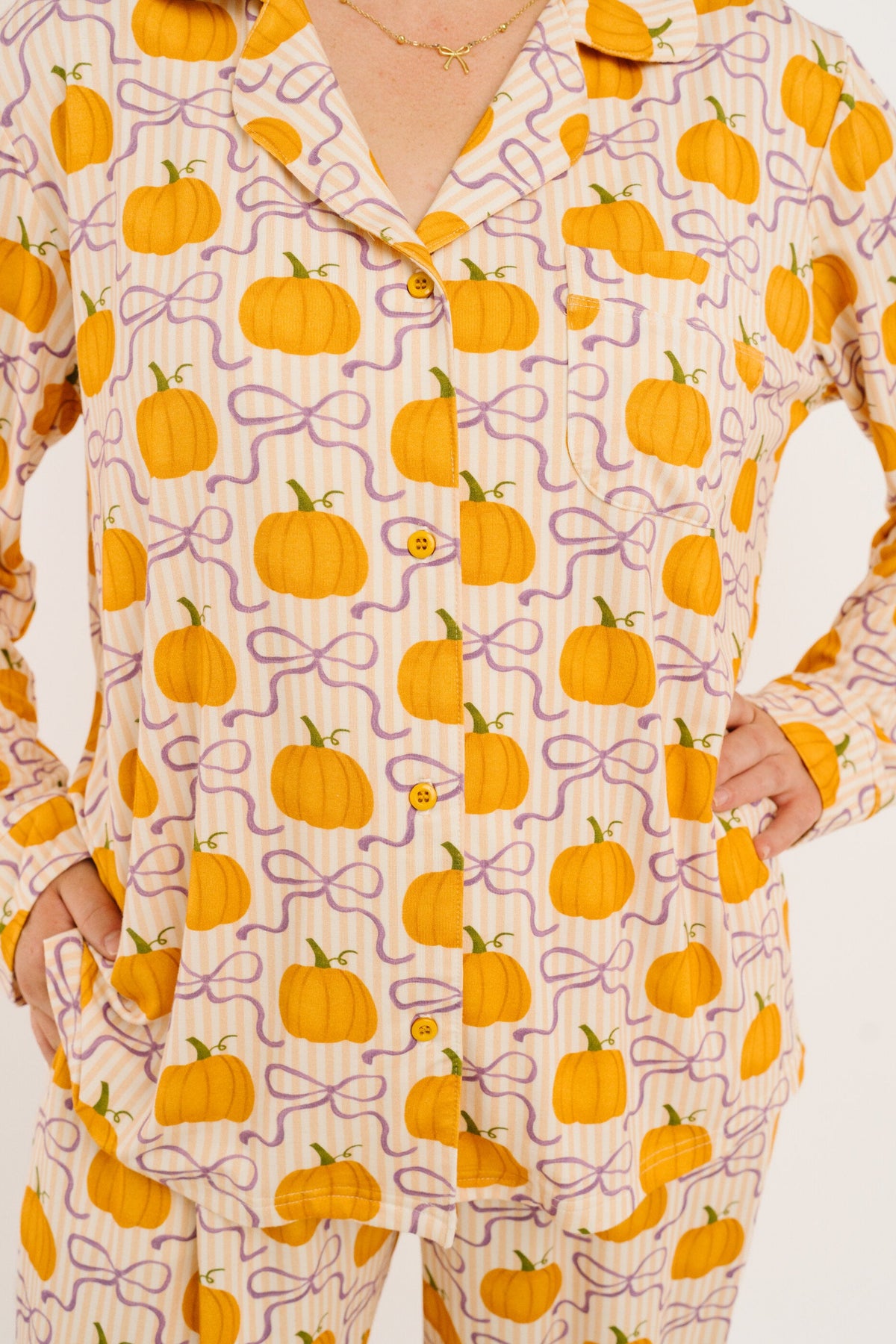 Pumpkin & Bows Women's Bamboo Pajama Set