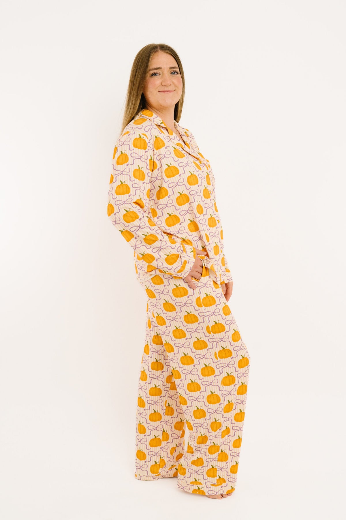 Pumpkin & Bows Women's Bamboo Pajama Set
