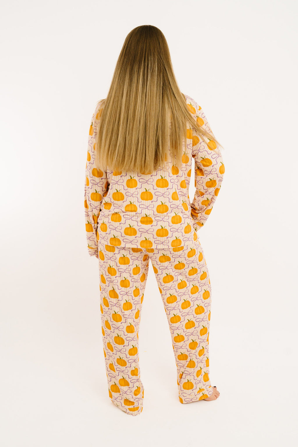 Pumpkin & Bows Women's Bamboo Pajama Set