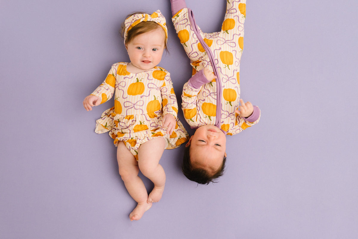 Pumpkin & Bows Bodysuit Bamboo Dress